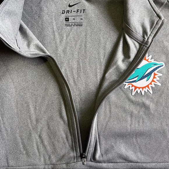 Nike Mens XL Miami Dolphins 1/4 Zip Long Sleeve Shirt Jacket DriFit Grey N02506G - Picture 4 of 9